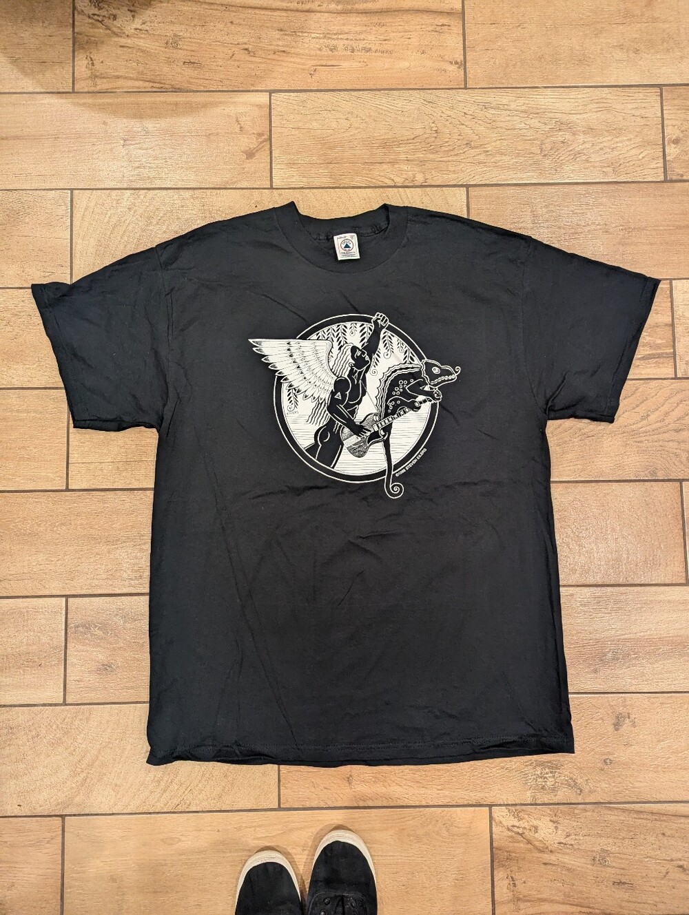 Vintage 1998 Steven Eilers Black T Shirt Men size XL guitar angel chameleon